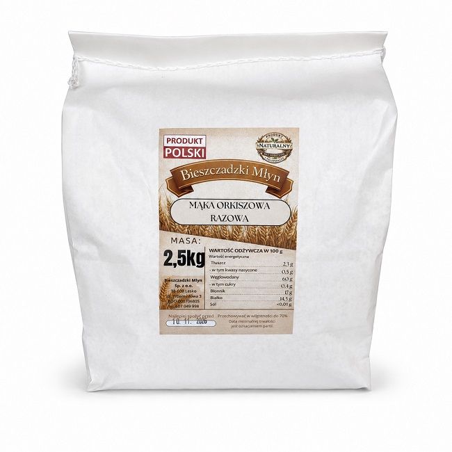 Mąka orkiszowa razowa 2,5 kg – Bieszczadzki Młyn